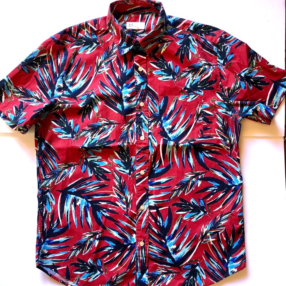 Gap Men’s Hawaiian Shirt Button Up Collar Luau